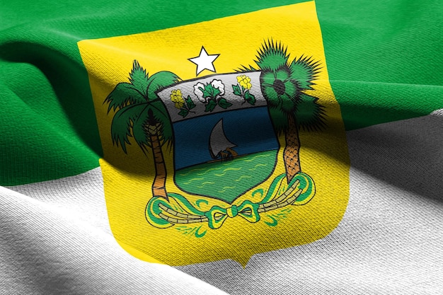 La bandera de ilustración 3D de Rio Grande do Norte es un estado de Brasil ondeando en el viento