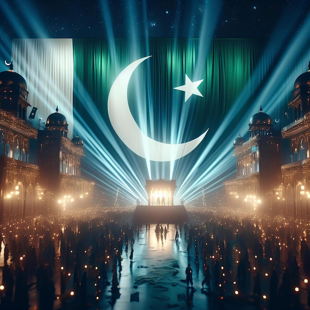 Bandera con imagen de la bandera de Pakistán para el Día de la Independencia de Pakistán