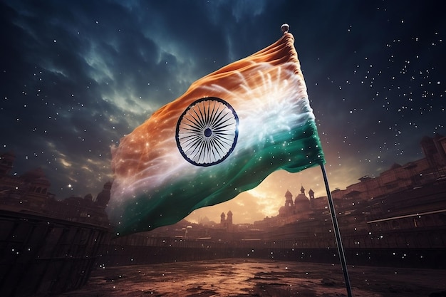 Bandera india Ilustración creativa IA generativa