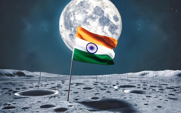 La bandera de la India en la luna Chandrayaan3
