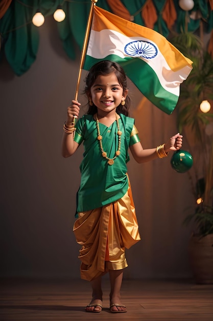 bandera india en mano infantil generativa ai
