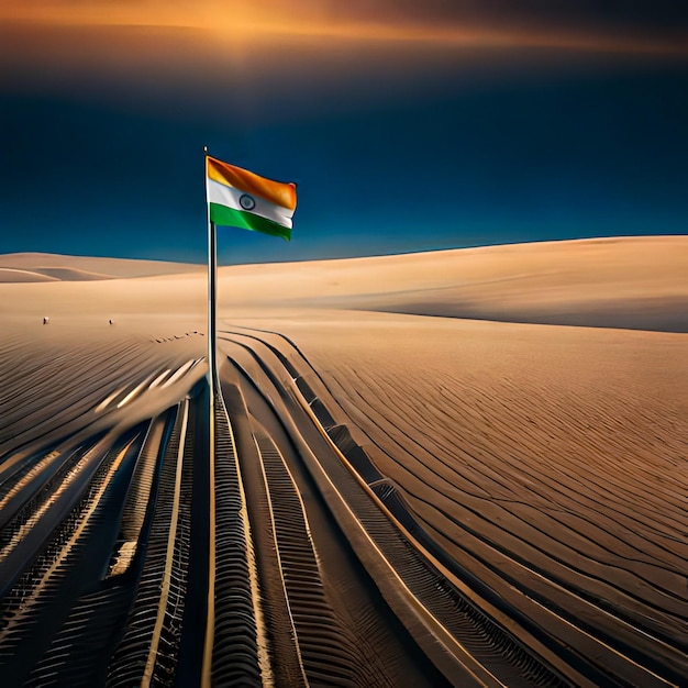 Bandera de la India plantada en la luna