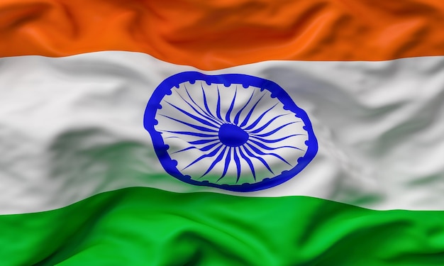 La bandera de la India en primer plano