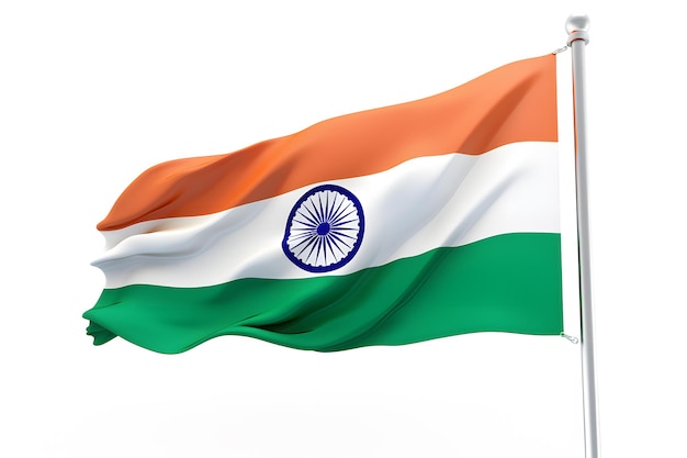 Bandera de la India sobre un fondo blanco