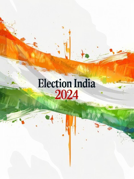 La bandera de la India con el texto Elección de la India 2024 escrito contra un fondo blanco