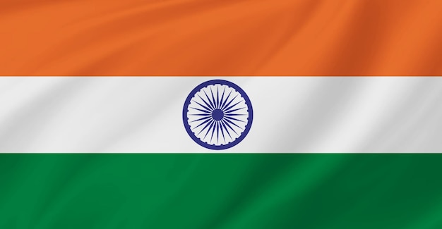 Bandera de la India volando en el aire