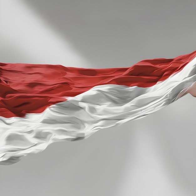 La bandera de Indonesia o Mónaco ondeando en el viento aislado fondo blanco