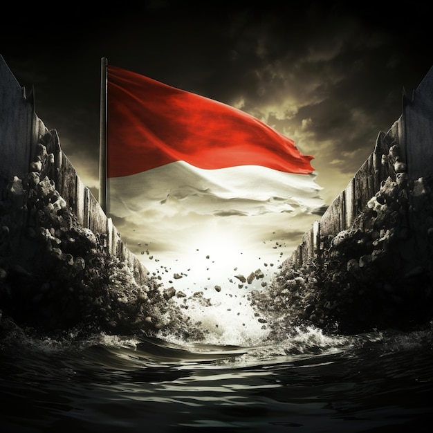 Bandera indonesia en tonos dramáticos