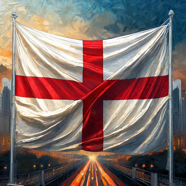 La bandera de Inglaterra en el fondo