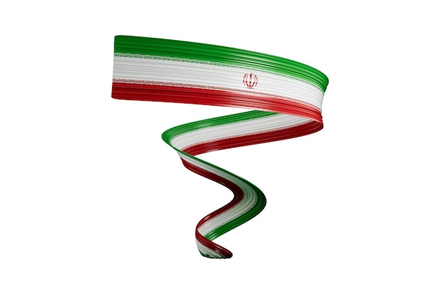 Bandera de Irán cinta espiral forma torcida ilustración 3d