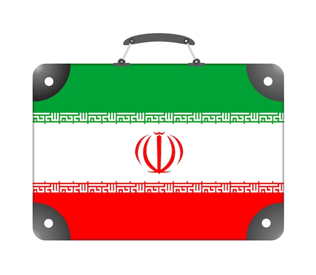 Bandera de Irán en forma de maleta de viaje sobre un fondo blanco - ilustración