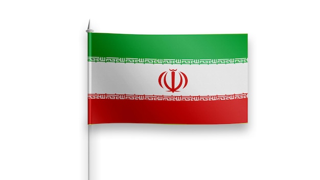 Bandera de Irán sobre un fondo blanco.