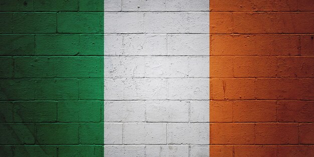 Bandera de Irlanda pintada en una pared.