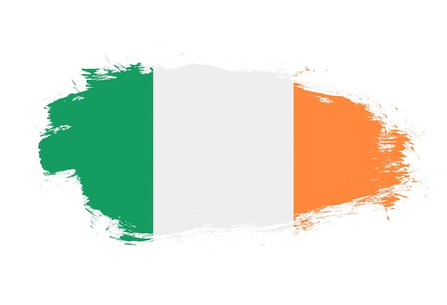 Bandera de irlanda sobre fondo de pincel de trazo blanco