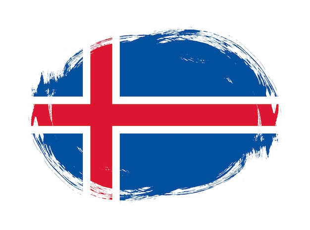 Bandera de Islandia en fondo de pincel de trazo redondeado