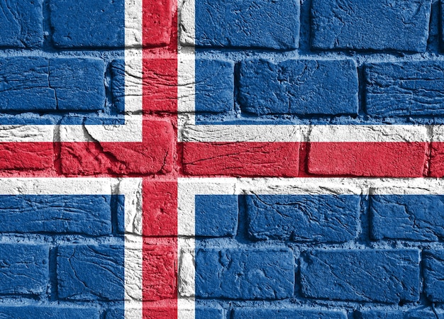 Bandera de Islandia en la pared