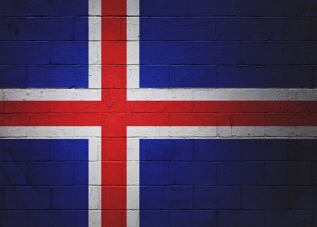 Bandera de Islandia pintada en una pared.