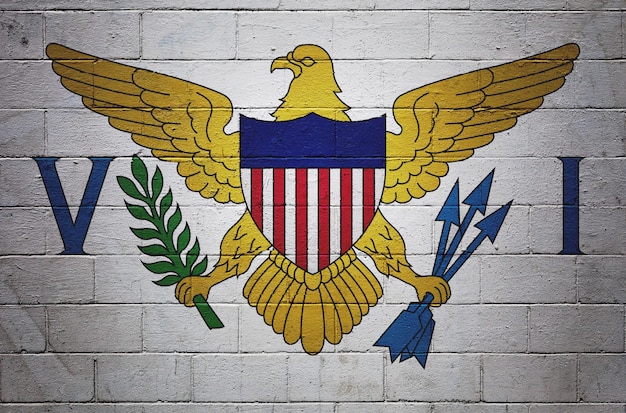 Foto bandera de las islas vírgenes de los estados unidos pintada en una pared