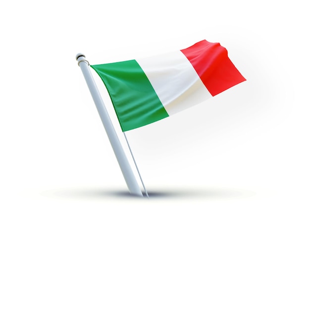 Una bandera de Italia en un fondo blanco que se utiliza para las redes sociales