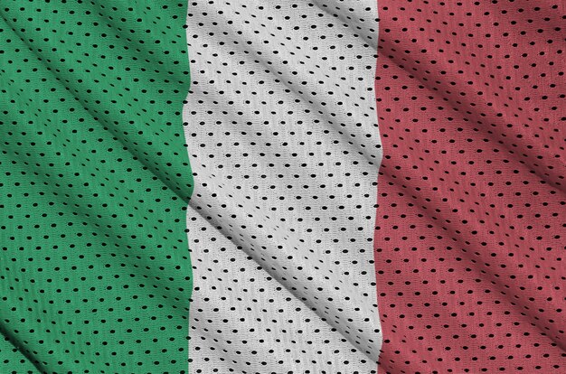 Bandera de Italia impresa en una tela de malla de poliéster deportiva de nylon