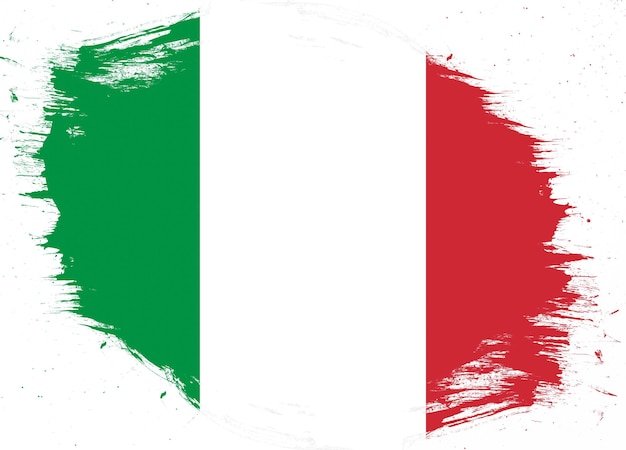 Bandera de Italia sobre fondo de pincel grunge angustiado