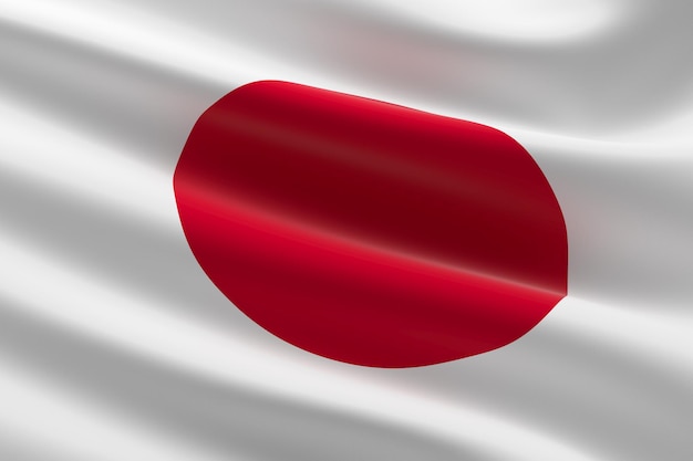 Bandera de Japón. Ilustración 3d de la bandera japonesa ondeando.