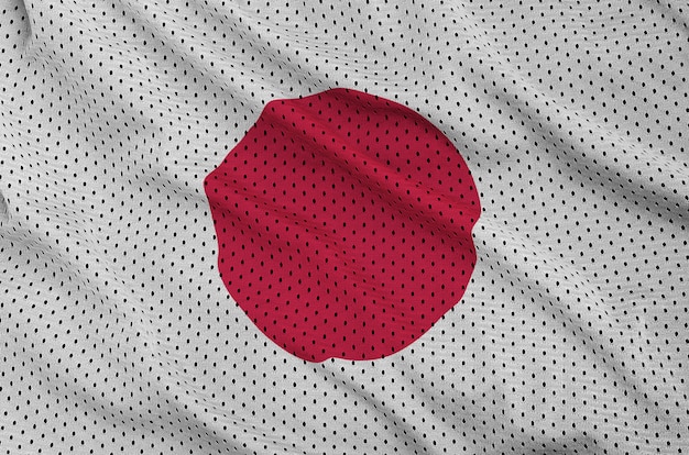 Foto bandera de japón impresa en una tela de malla de poliéster deportiva de nylon