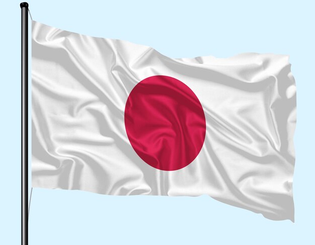 La bandera de Japón ondeando con el viento