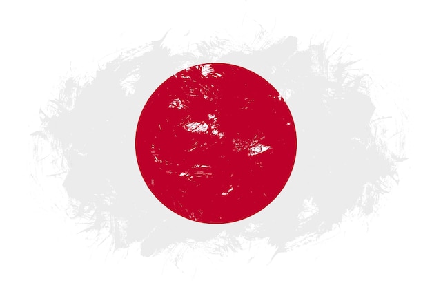 Bandera de Japón sobre fondo de pincel de trazo abstracto