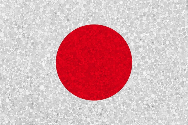 Bandera de Japón en textura de espuma de poliestireno