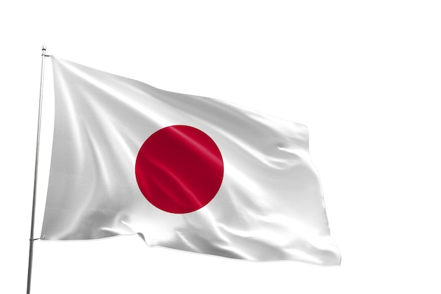 Bandera de Japón en el viento en asta de bandera