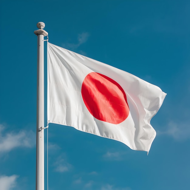 La bandera de Japón volando