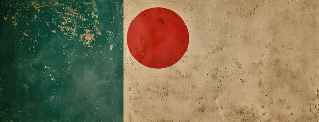 Foto bandera japonesa antigua en la textura de la pared envejecida