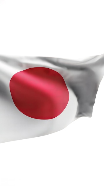 Foto bandera japonesa ondeando en la brisa contra fondo blanco puro 3d render