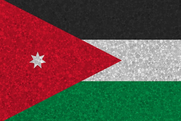 Bandera de Jordania en textura de espuma de poliestireno