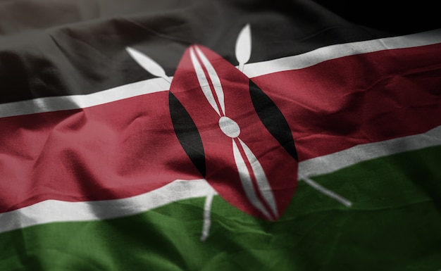 Bandera de Kenia arrugada cerca