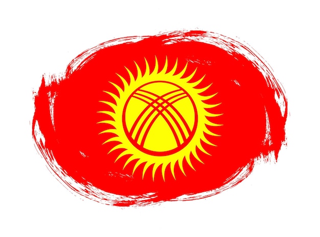 Bandera de Kirguistán en fondo de pincel de trazo redondeado