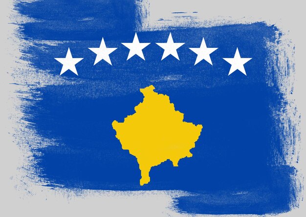 Bandera de Kosovo pintada a pincel