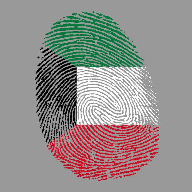 bandera de kuwait en la huella dactilar