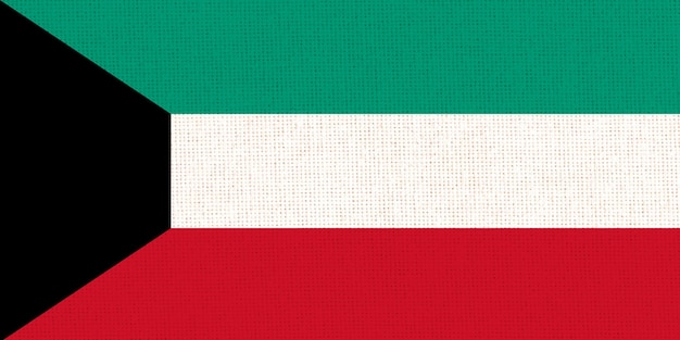 Bandera de Kuwait Símbolo del estado de Kuwait Bandera en la superficie de la tela País asiático