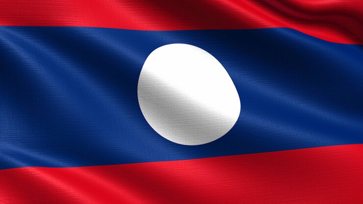 Bandera de Laos, con textura de tejido ondulado.