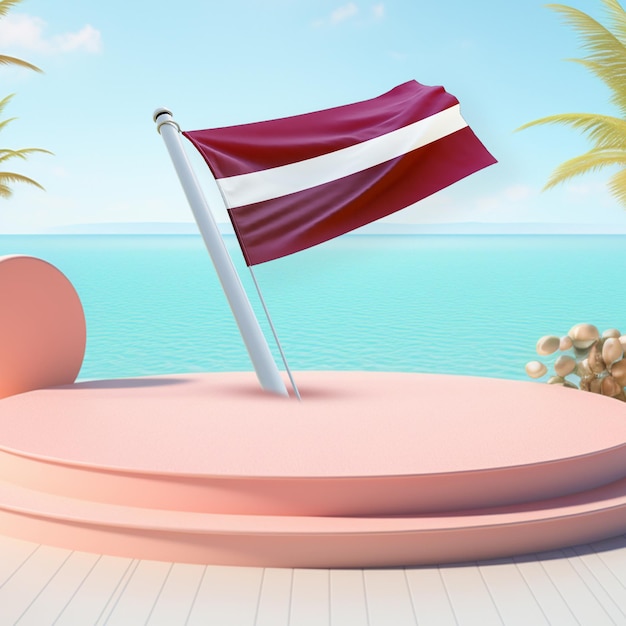 Bandera de Letonia bandera del viento en un podio pastel imagen de fondo