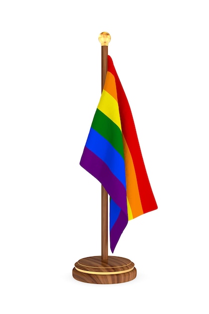 Bandera LGBT sobre fondo blanco Ilustración 3D aislada