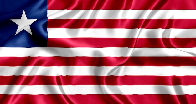 Bandera de Liberia fondo de primer plano de seda