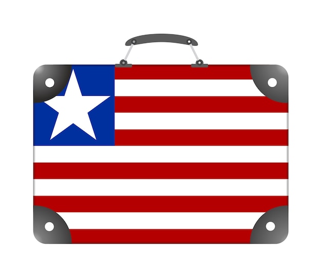 Bandera de Liberia en forma de maleta de viaje sobre un fondo blanco - ilustración