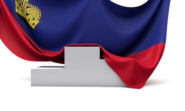 La bandera de Liechtenstein cubrió un podio de ganadores de la competencia d render