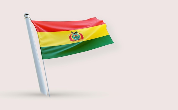 Una bandera llena de belleza para Bolivia en un fondo blanco renderizado en 3D