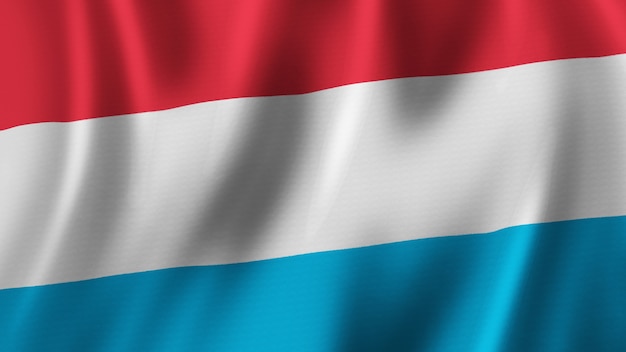 Bandera de Luxemburgo que agita la representación 3D del primer con la imagen de alta calidad con la textura de la tela