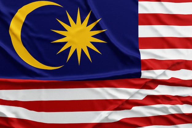 Bandera de Malasia ondeando Representación 3D que representa el símbolo de la victoria, la conquista, las celebraciones nacionales