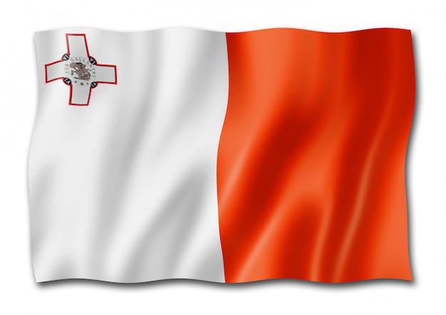 Bandera de Malta aislado en blanco